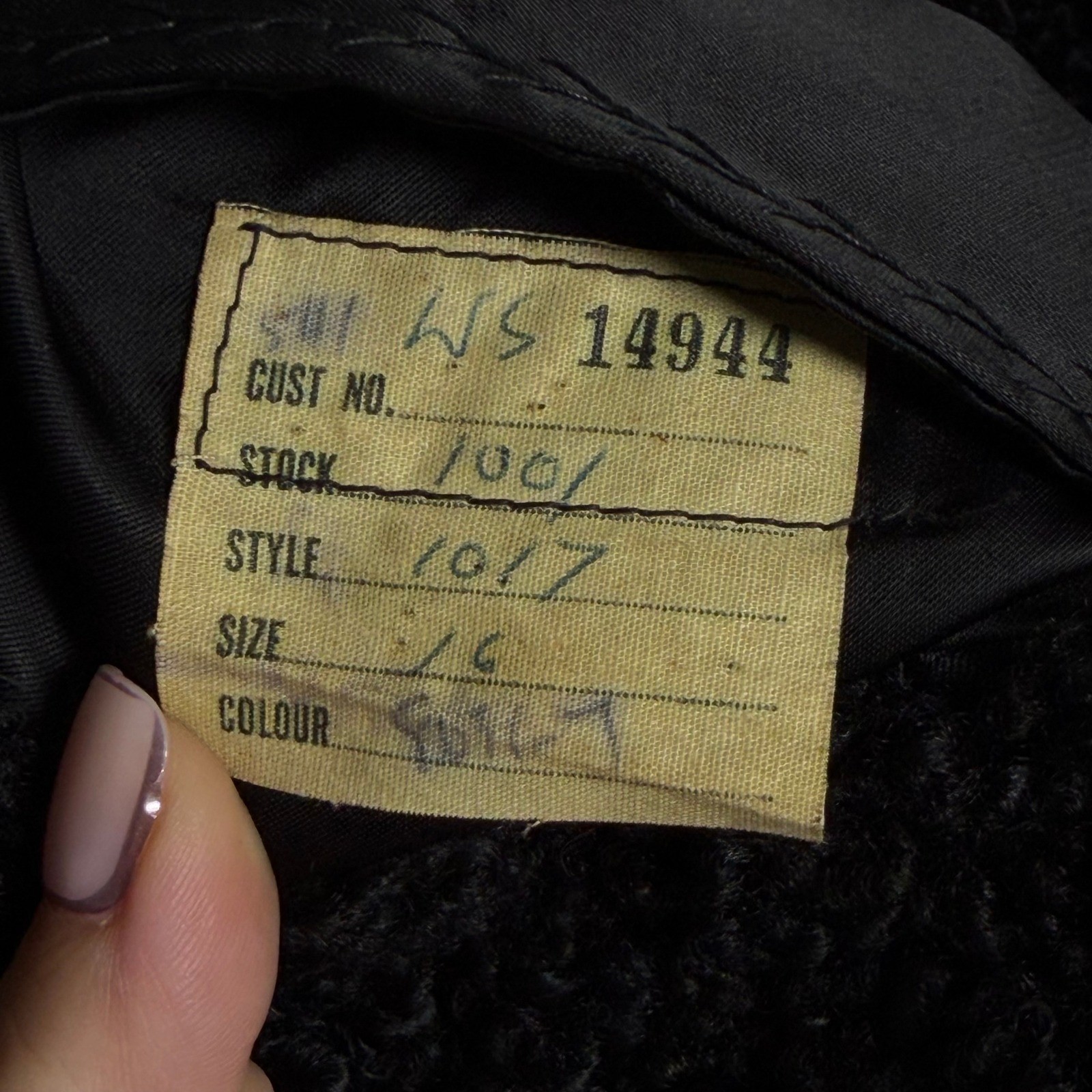 Eatons of Canada Vintage Persian Lamb Fur Coat Mink Collar Black 1017 Size 16