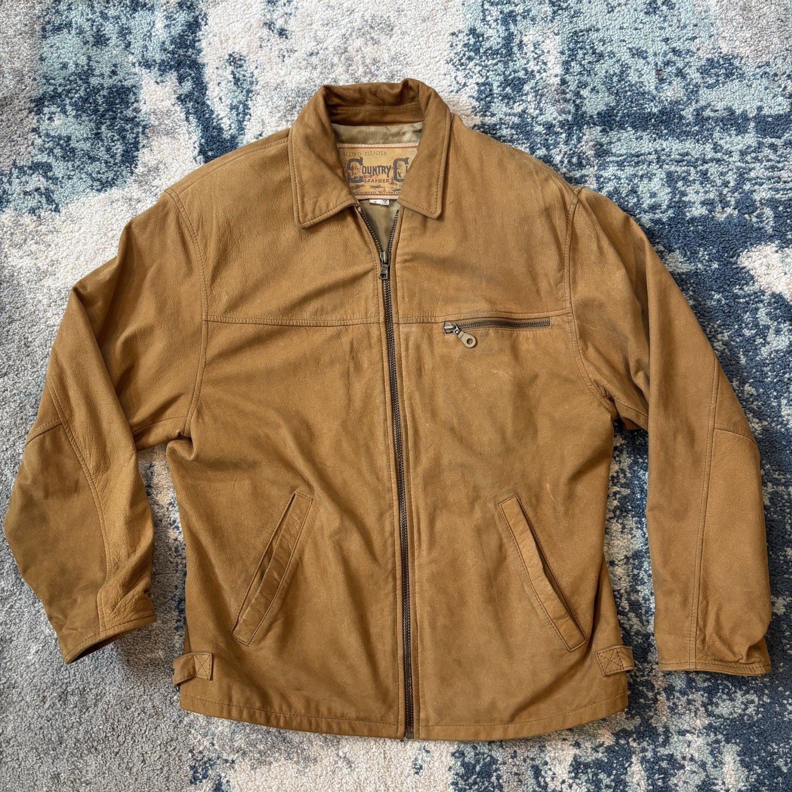 Lloyd Elliot’s Country Club Women’s S Tan Leather Jacket Full Zip Pockets