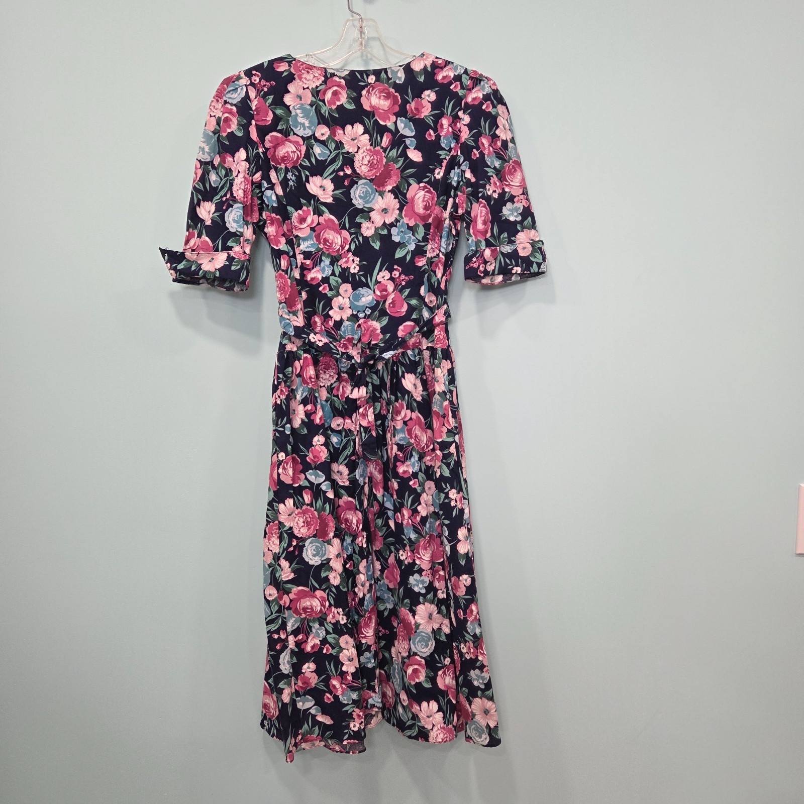 VTG Brandywine Creek A-Line Floral Garden Cottage Midi Dress Button Bow 9/10 NEW
