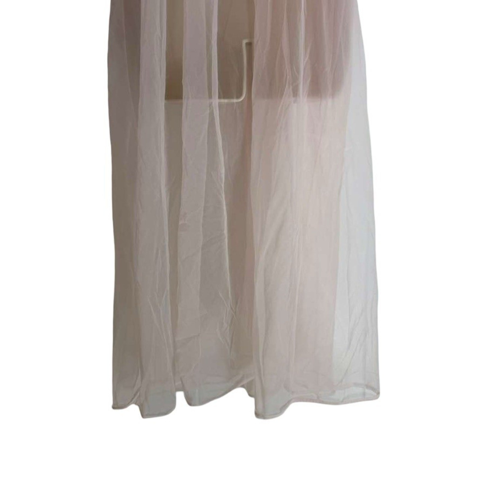 Vintage Unbranded Sheer Pink Lingerie Pleated Ruffle 60s Robe Long Length sz L