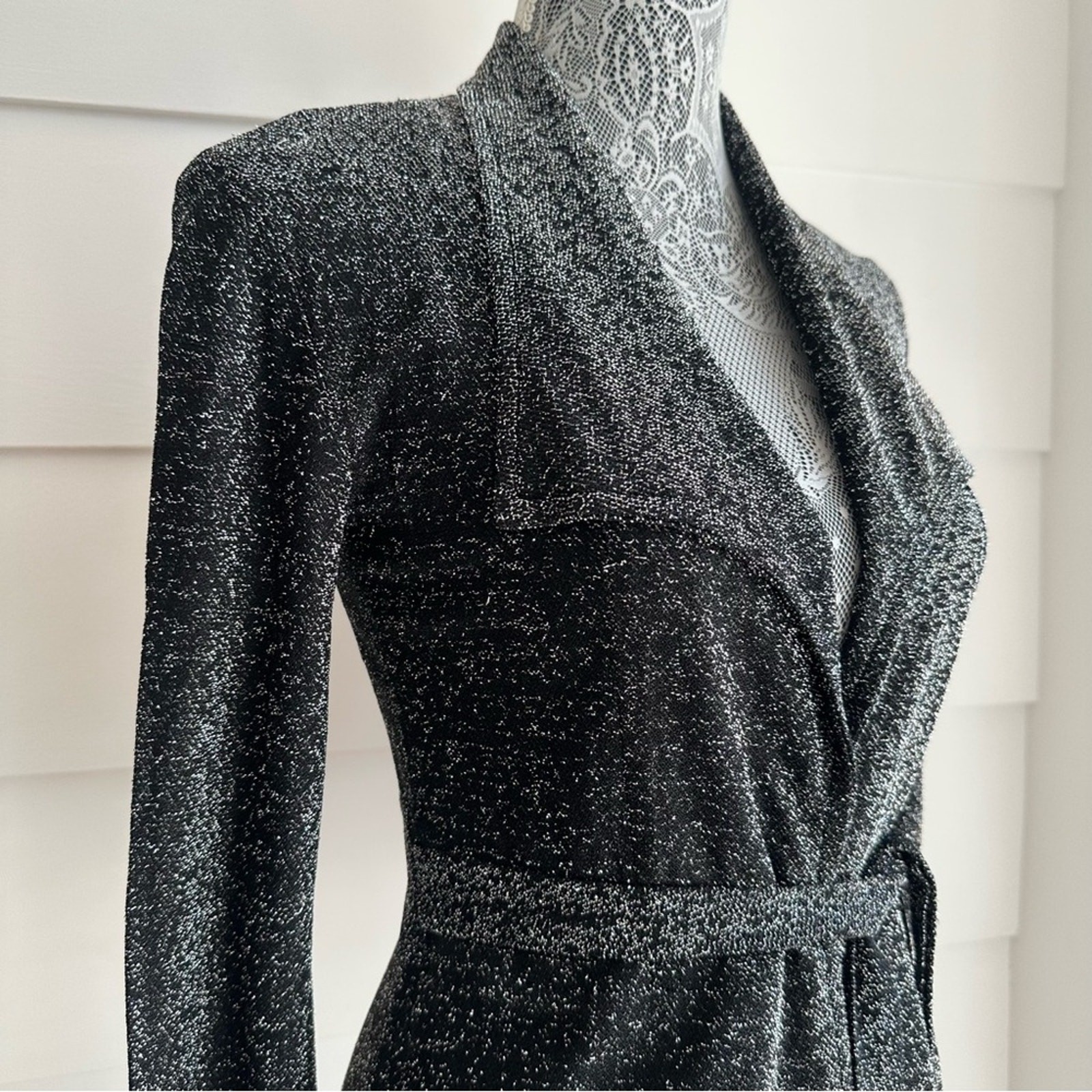 Vintage Black and Silver Lightweight Shirt Jacket Small Glam Disco GO-GO