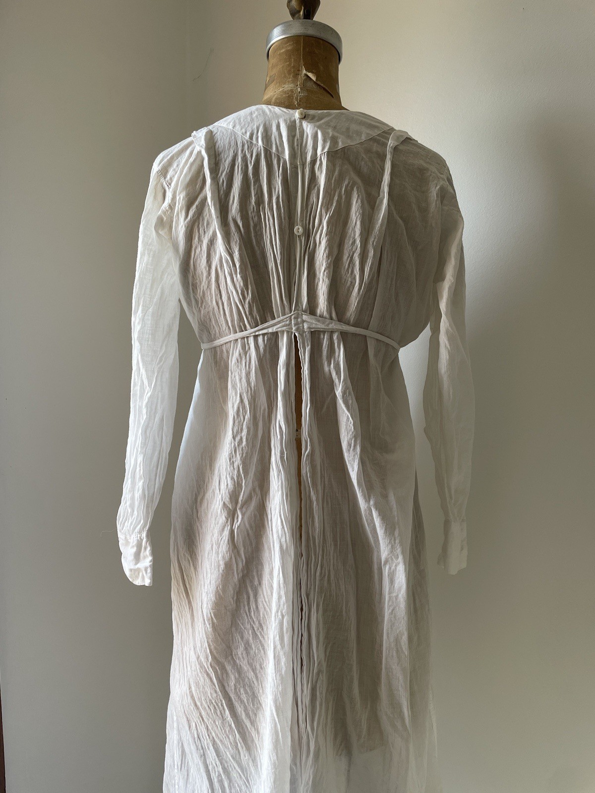 Antique Edwardian White Handkerchief Cotton Dress Cover Nurse Maid Uniform XS/S