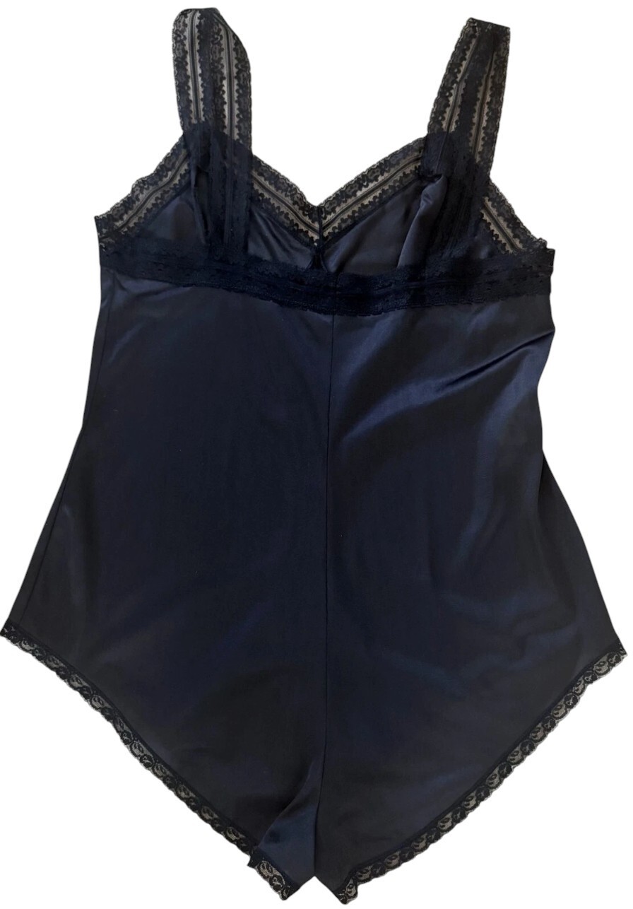 VTG 70’s Lingerie Jenelle of California Sz 34 Black Body Suit Teddy Lace Romper