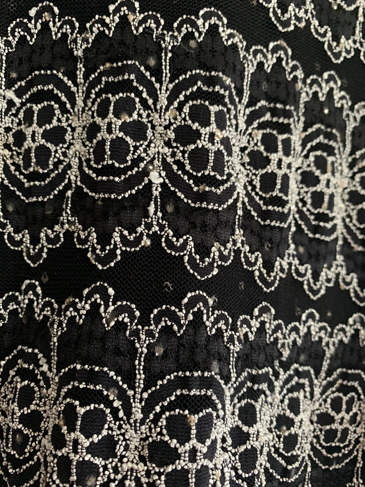 Vintage Dress Barn Sleeveless Blouse 1X Bling Evening Floral Pattern Sequins