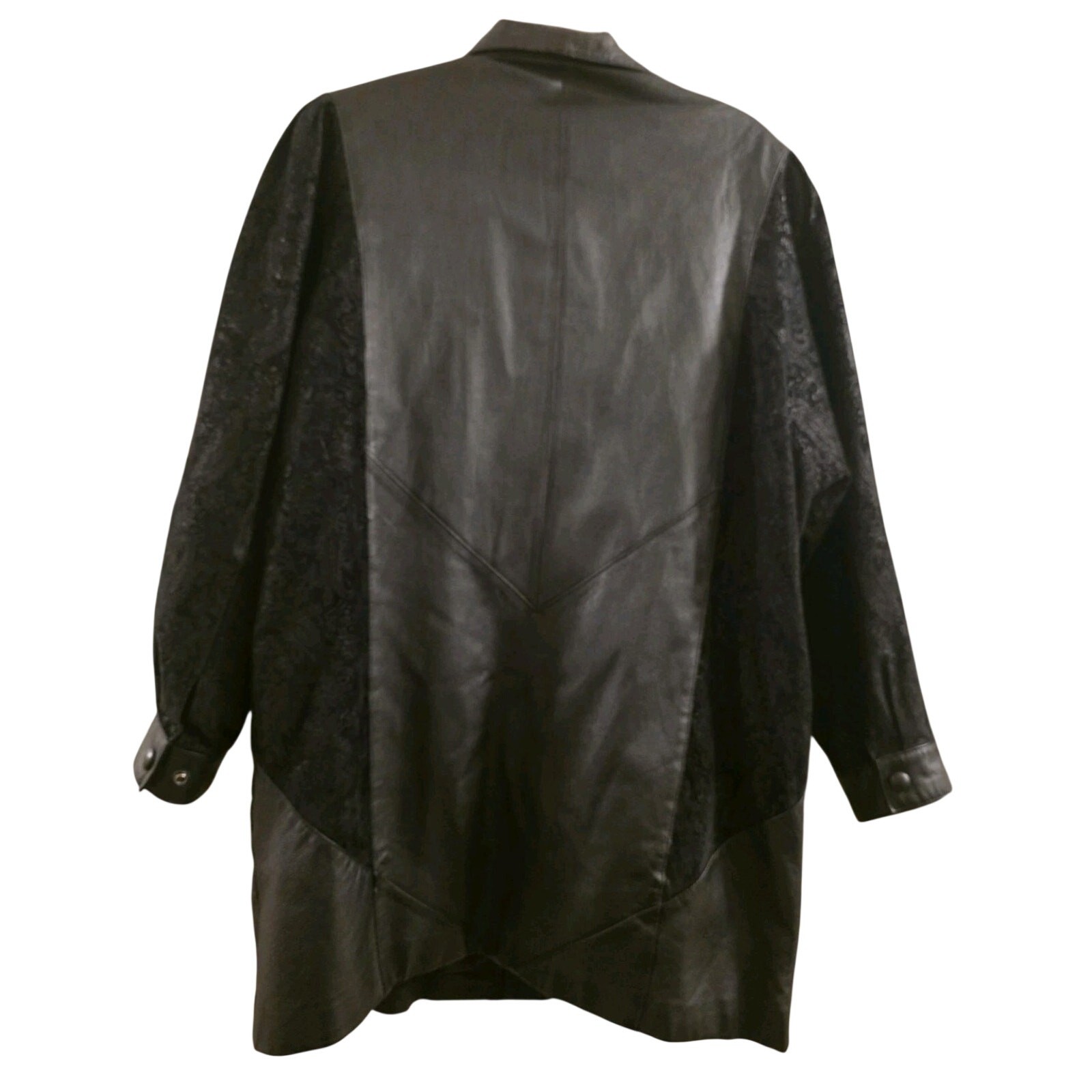 Vintage 90s Wilsons Leather Jacket Paisley Dolman Sleeve Thinsulate Coat Black L