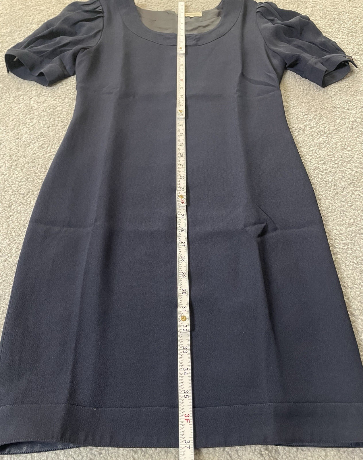 Vtg 80s Milano Navy Sheath Dress S/M Balloon Sleeve Classic Career Made In Italy