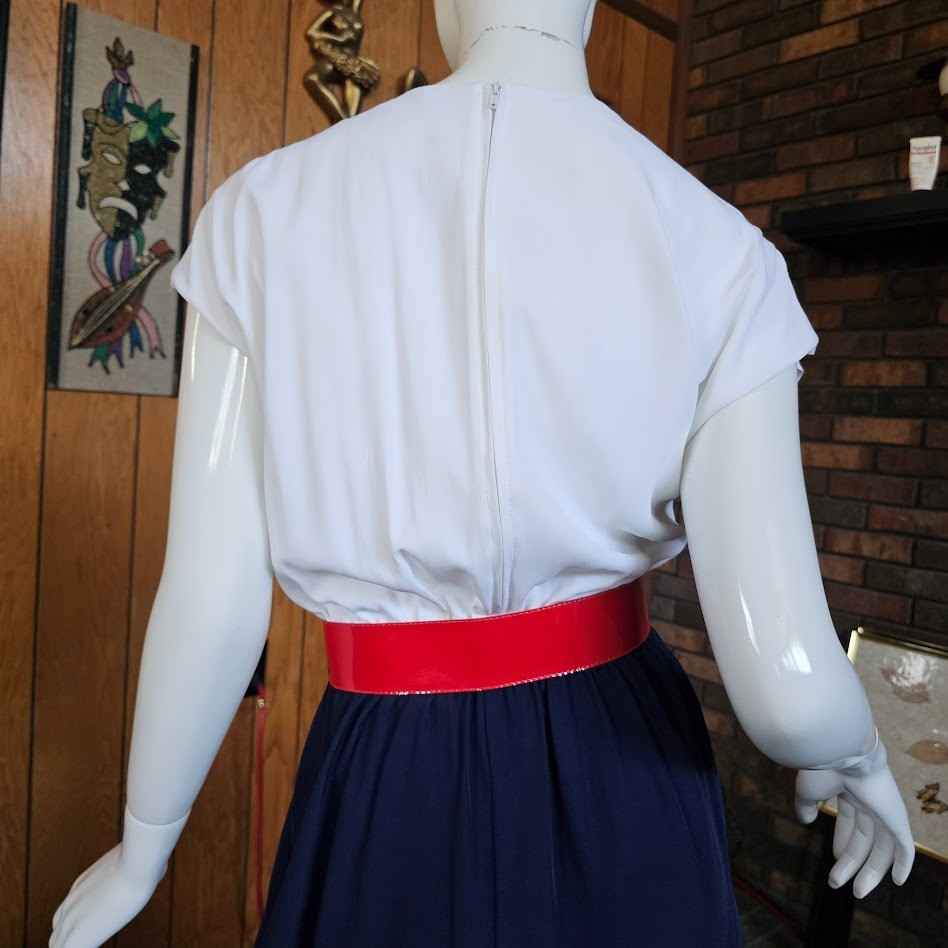 Vintage 80s Corporate New wave Power Suit Secretary Dress Shorts RWB Romper M/L