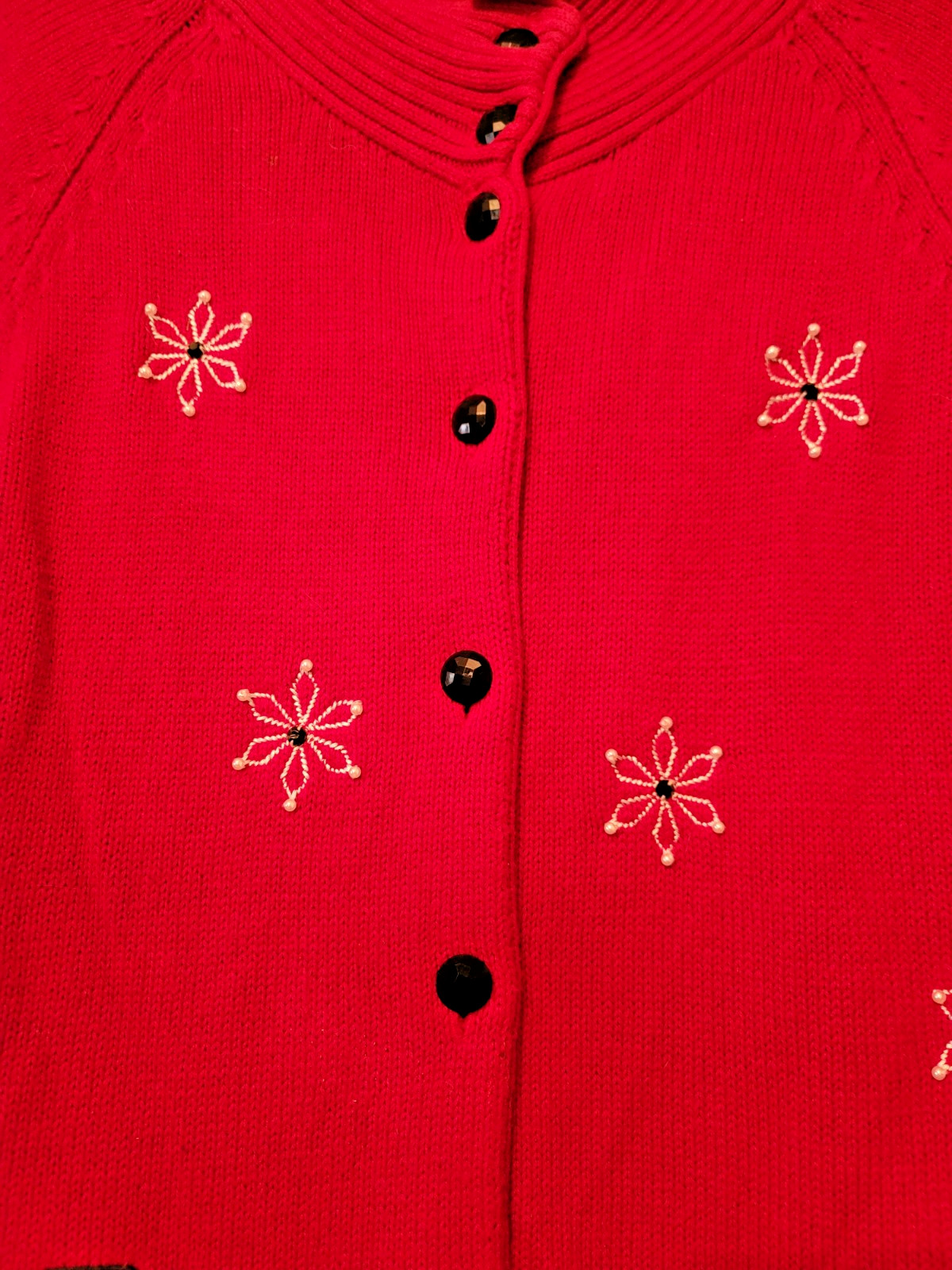 VTG XXL Women’s Christmas Knit Sweater Mandal Bay Red with Applique Snowmen