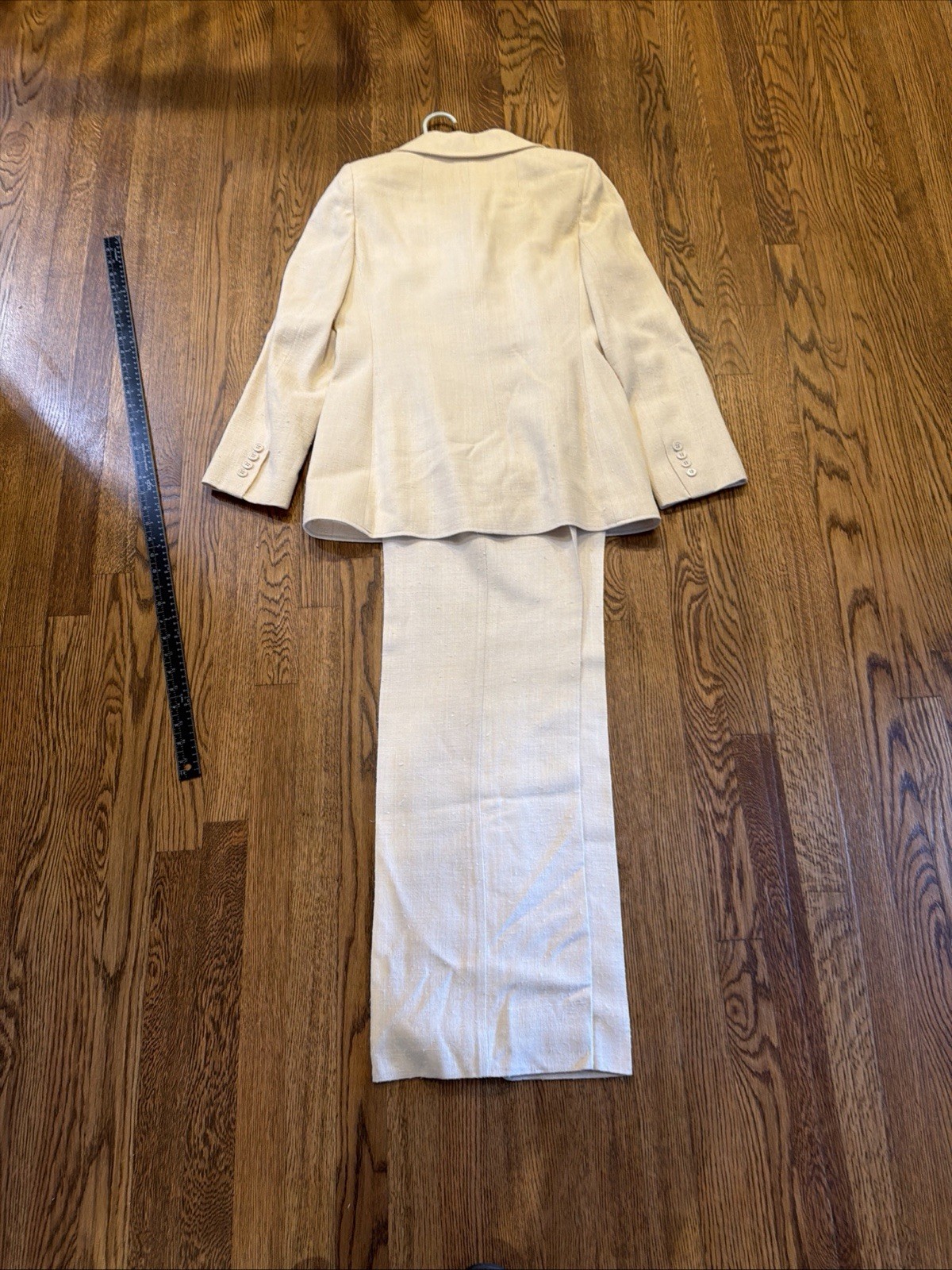 VTG Don Sayres 100% Silk High-Waisted Wide-Leg Tailored Pant Suit Sz 12 Tall