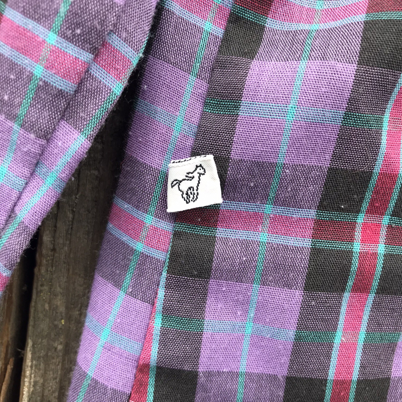 Vintage 80s Wrangler Cowgirl Peter Pan Collar Plaid Blouse Jrs 5 (Small) Reg XS