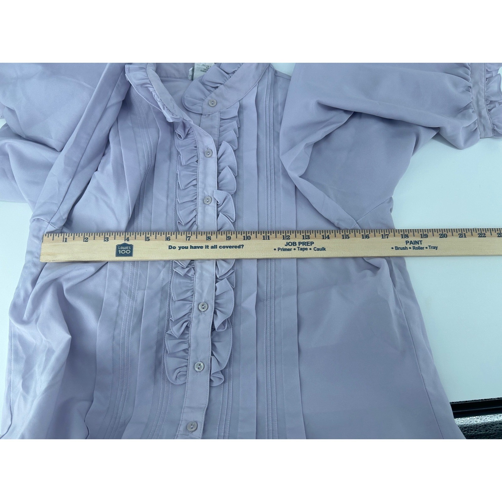 Vintage Donnkenny Lavender Ruffle Pintuck Blouse Victorian Purple Top Size 18