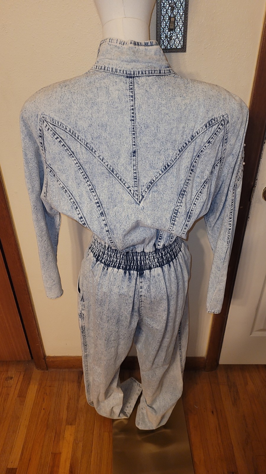 Vintage 80’s IIF Studded Acid Washed Denim Jumpsuit Sz 12