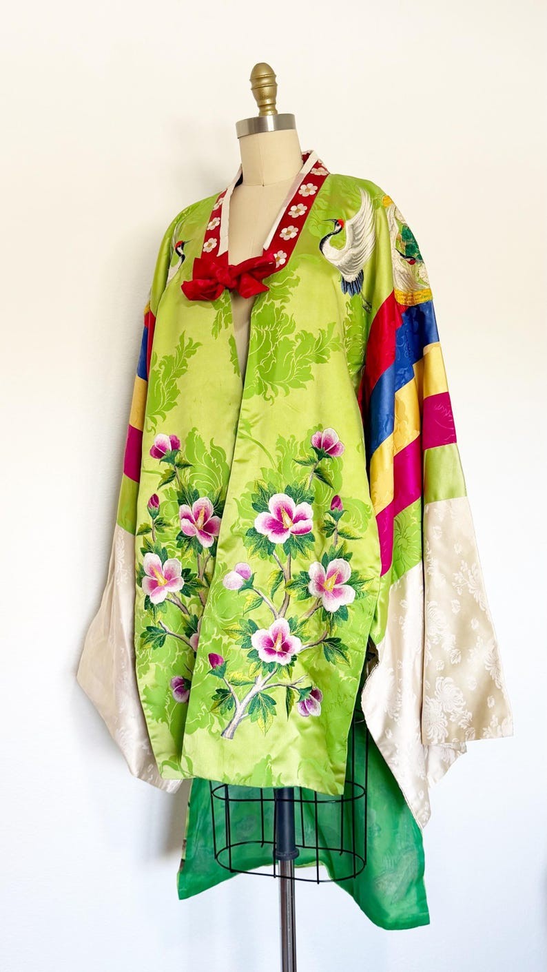 Vintage Korean Wedding Robe / Embroidered Robe / One Size