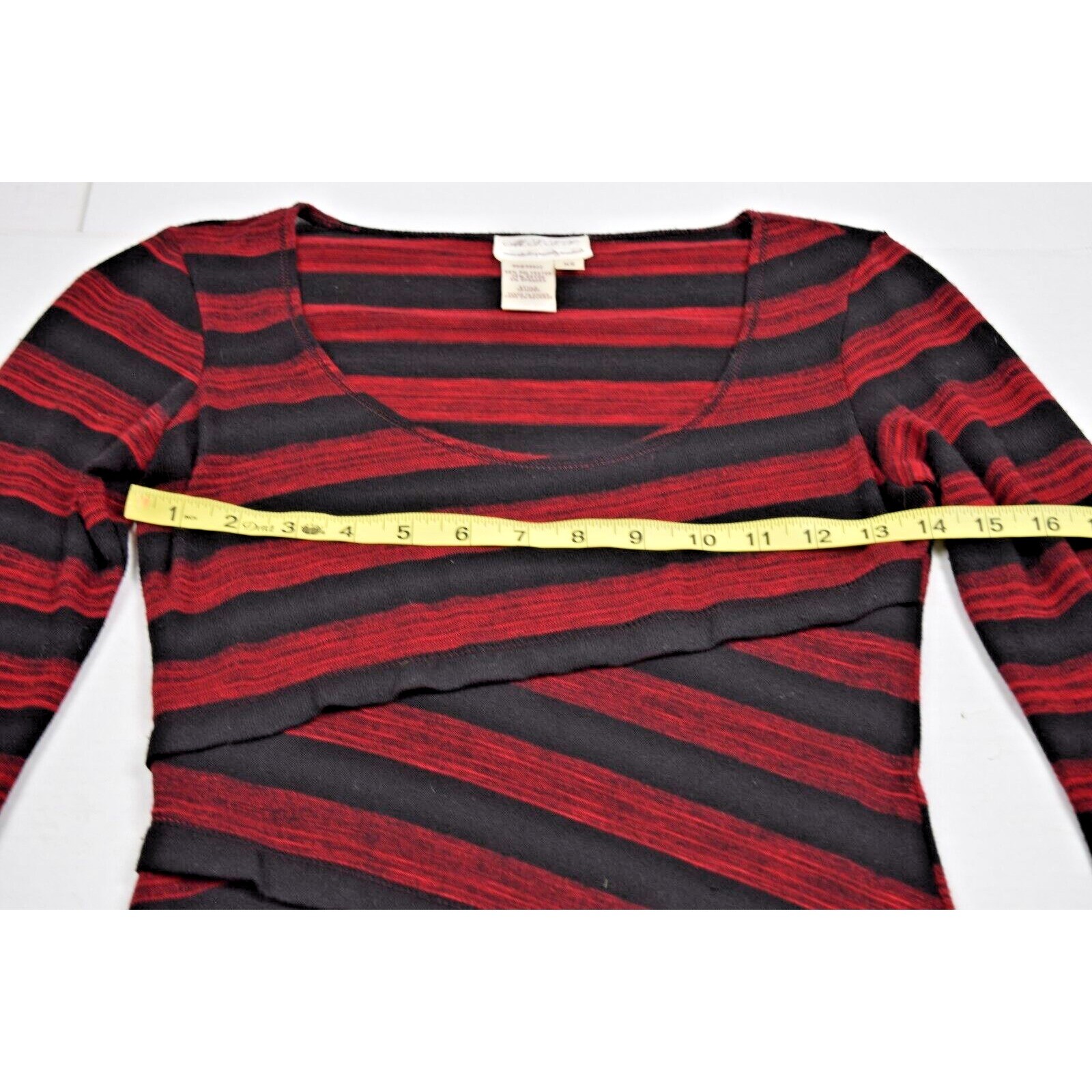Vintage Mini Dress MSSP Size XS 90s Black Red Striped Bandage Style Soft Stretch