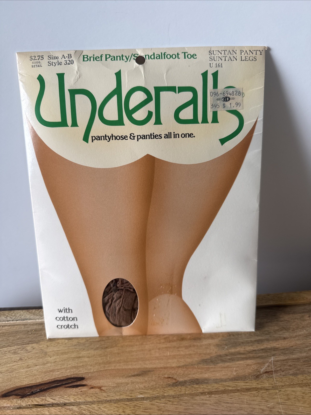 Vtg Underalls Pantyhose Size A-B Suntan Style 320 Brief & Sandlefoot Toe NOS