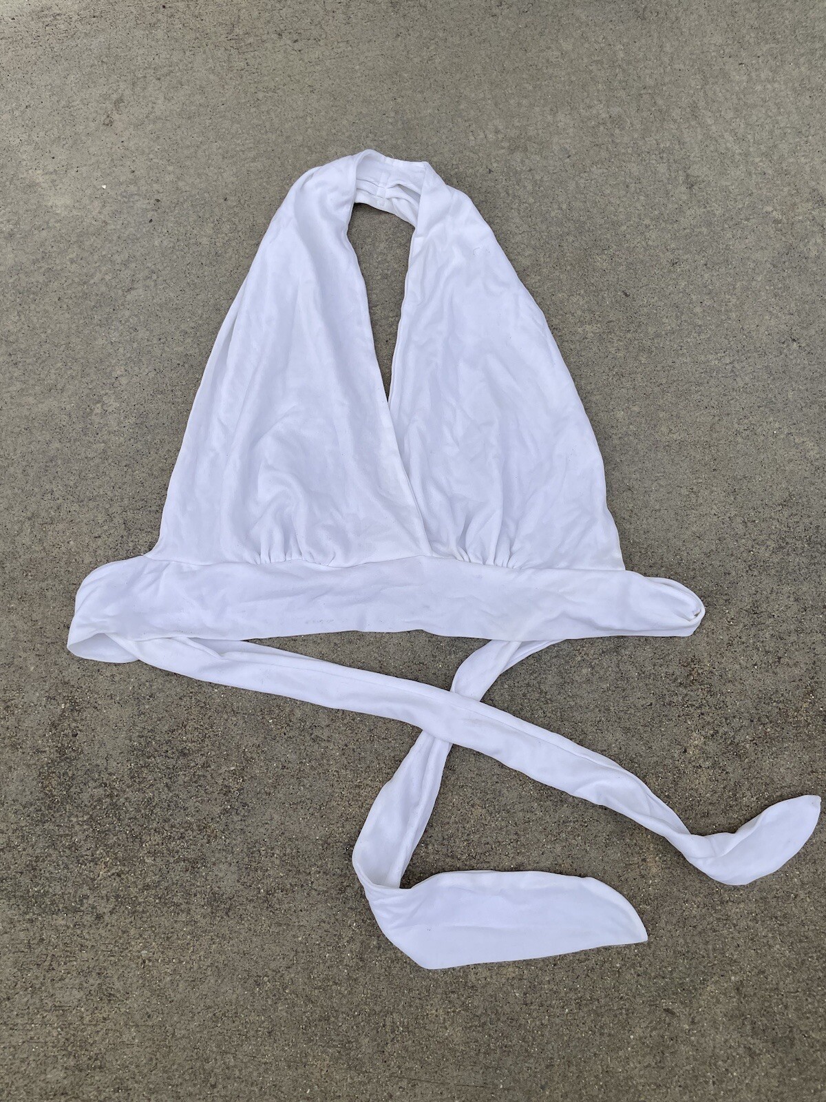 Vtg 70s White Nylon Cropped Halter Top Marilyn Monroe Disco