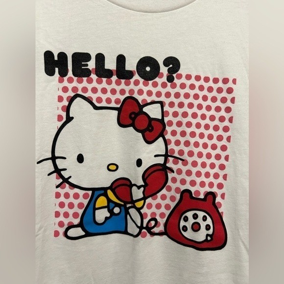 Unique Vintage Shirt Womens XXL White Hello Kitty Telephone Graphic Tee Retro