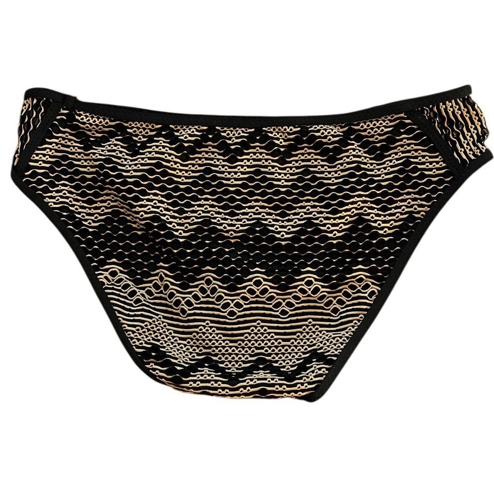 BECCA Reveal Hipster Crochet Bikini Bottom, Color Black/Gold, Size Small