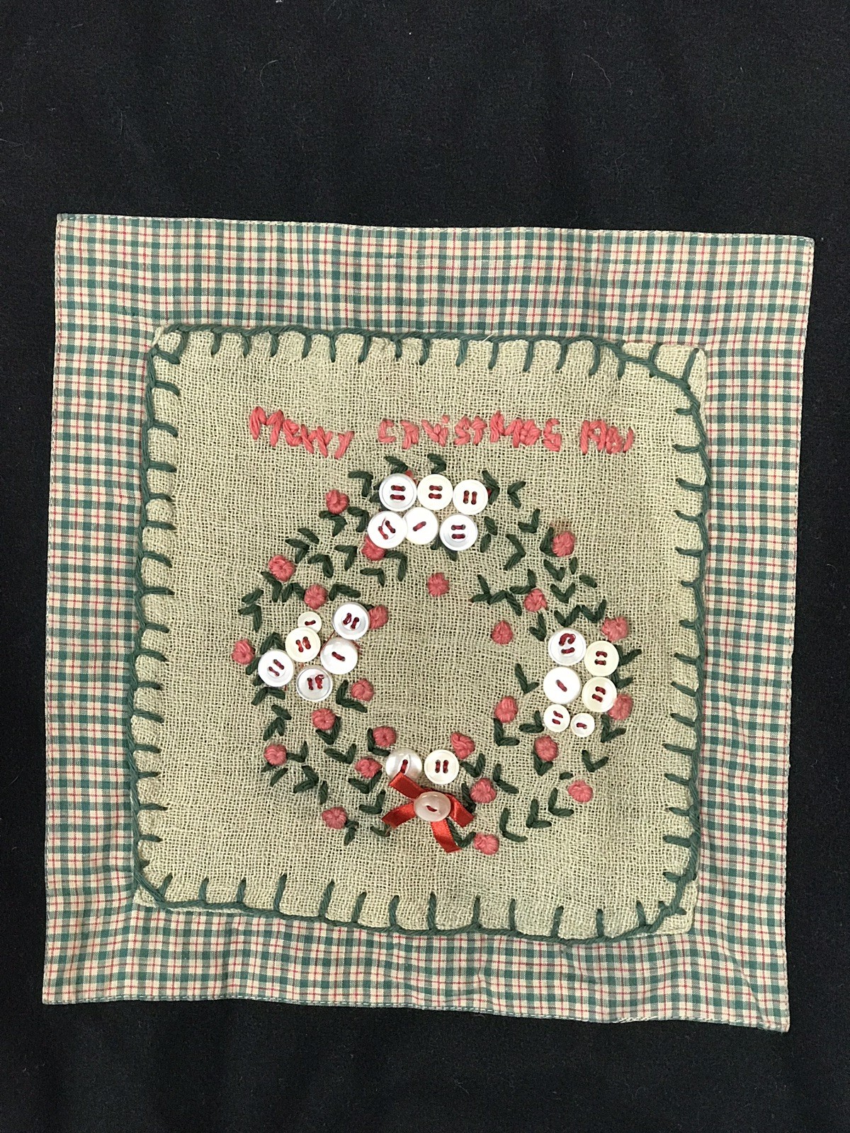 Vintage 1990’s Era CARROLL REED Wool Christmas Vest Button Wreath Folk Art Sz LG