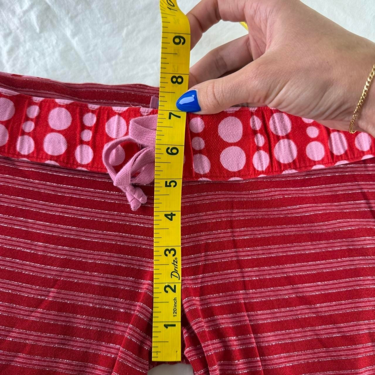 VTG Victoria’s Secret PINK Red & Pink Striped Low Rise Foldover Pants Sz S Y2k