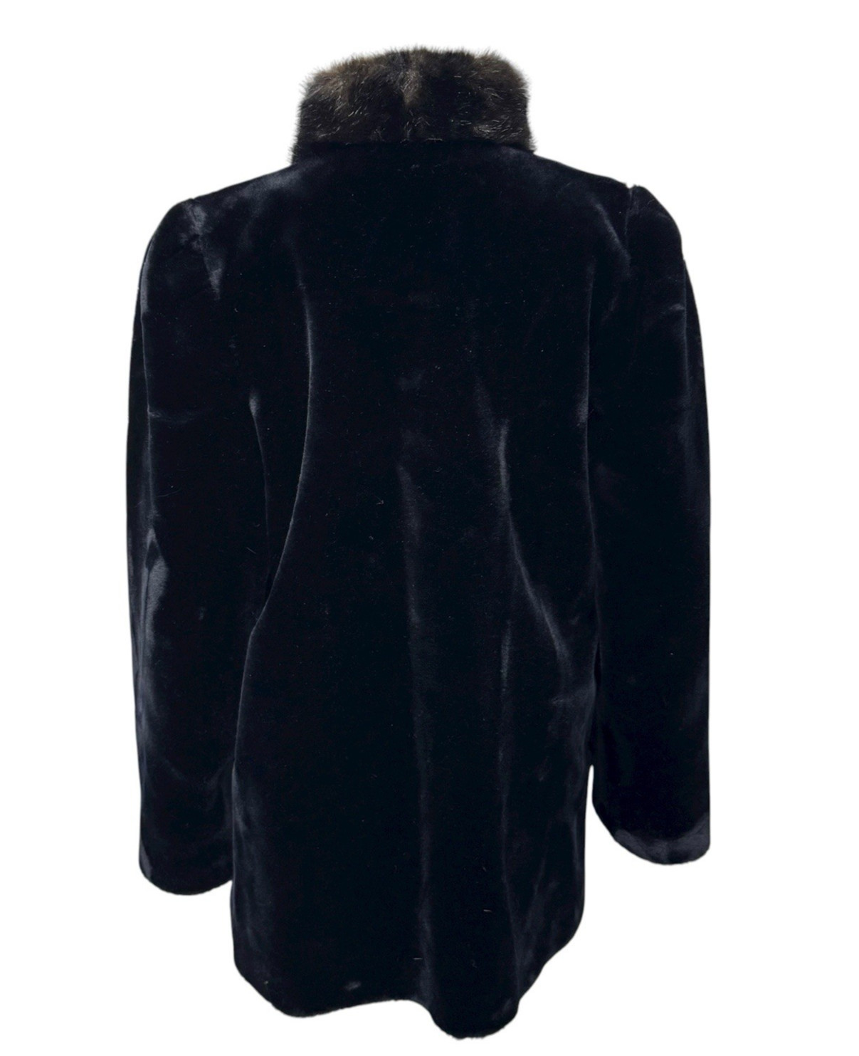 Vintage Milady Shop women’s coat black faux fur open front USA Made size S