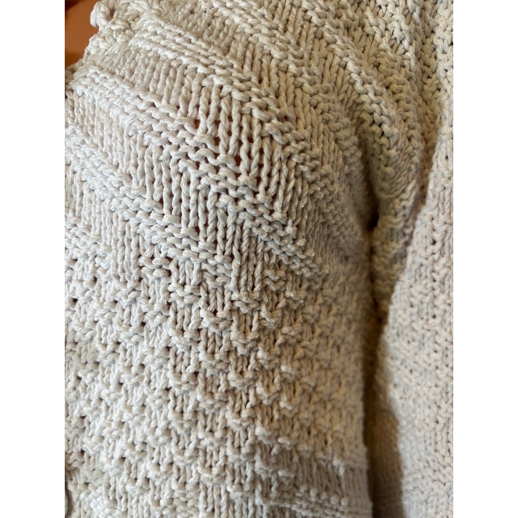 Vintage Handknit Cardigan White Cotton Cottagecore Sweater SIZE?