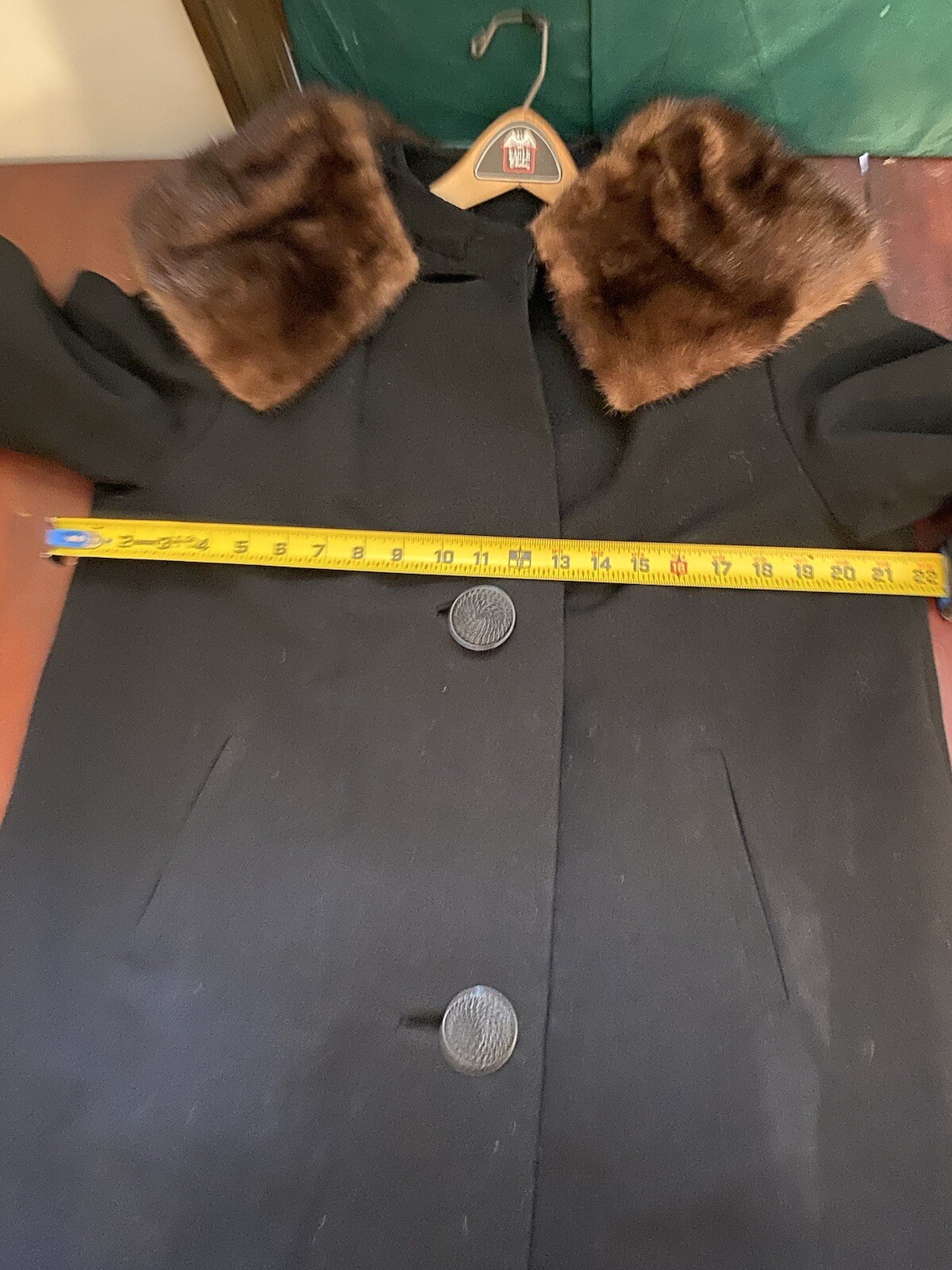 Vtg Stevens Forstmann Wool Blend Coat Fur Collar Women’s Button Missing Size???