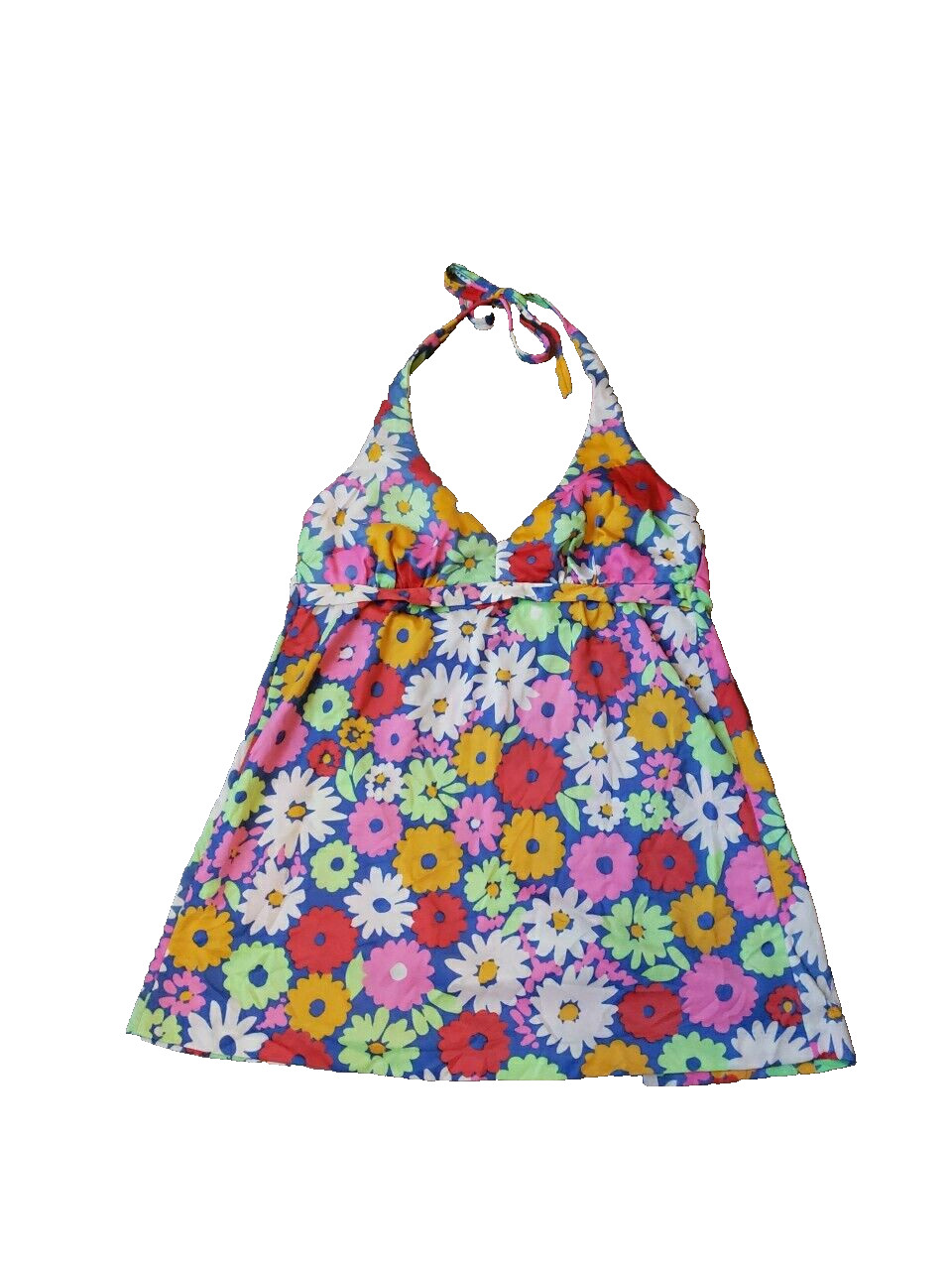 VTG 60s/70s Sears Jr. Bazaar Halter Flower Power Tankini Swim Top Sz XS? FLAWS