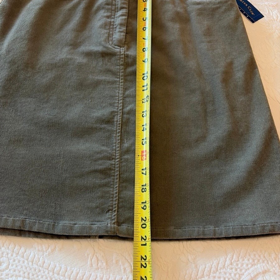 Charter Club Petite 12P Sage Corduroy Skirt Cottagecore Classic Vintage NOS NWT