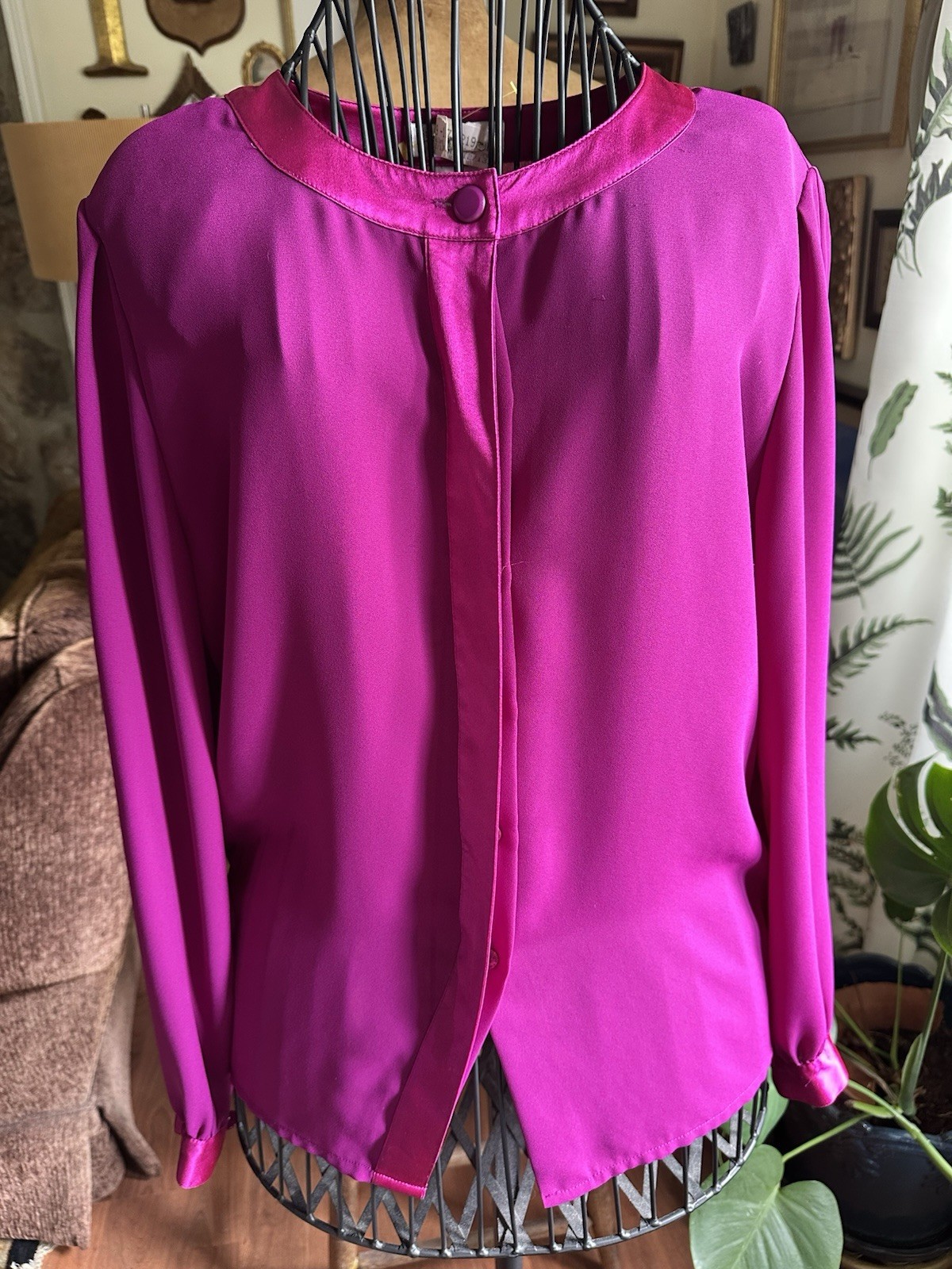 VTG 80s Liz Claiborne Pink Button Down Blouse Long Sleeve 4 Petite OfficeCorp