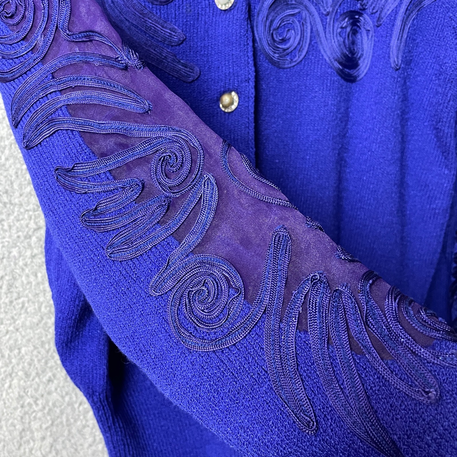 Vintage Jennifer Roberts Purple Wool Sweater Skirt Suit Set Womens 12 80s VTG