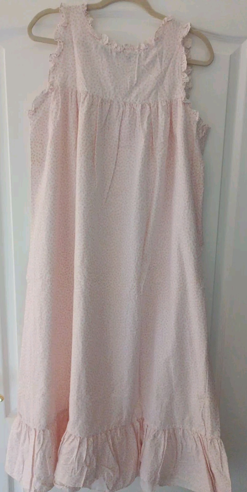 VTG 80s Claudia Barnes Intimate Long Cotton Night Gown Ruffle Hem Sz M, New Tags