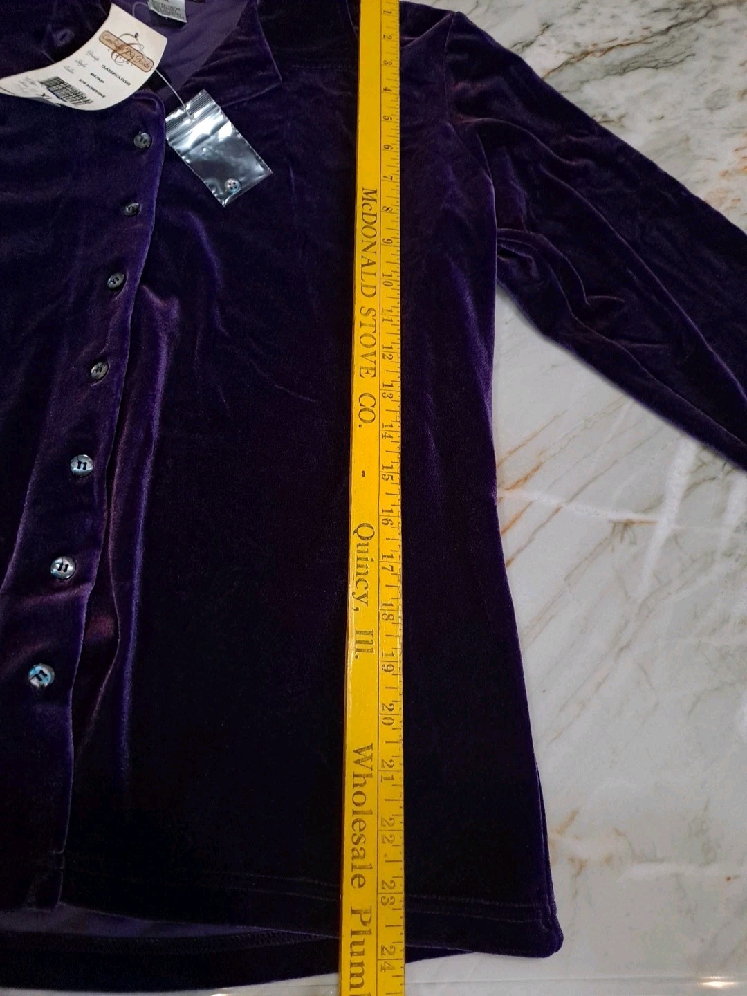 Vintage NOS Cambridge Dry Goods XL Purple Velvet Blouse Long Sleeve Top NWT XL