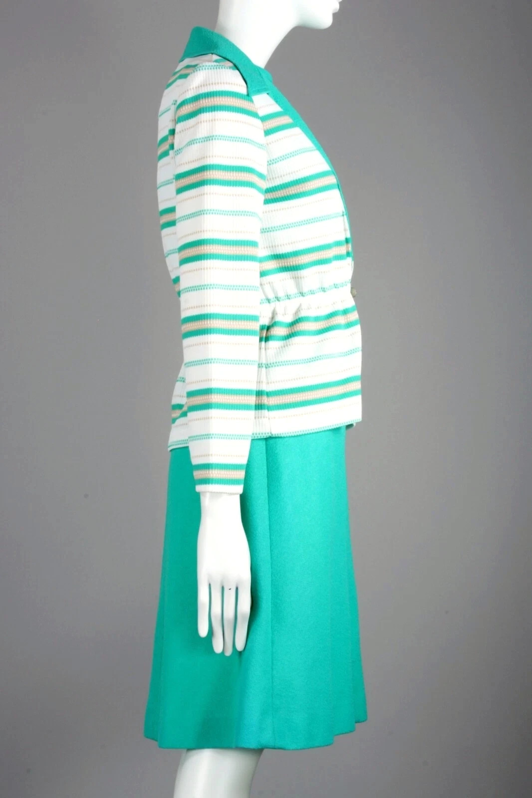 M Vintage 1960s Montgomery Ward Turquoise Dress + Jacket Set Mid Century MCM 60s