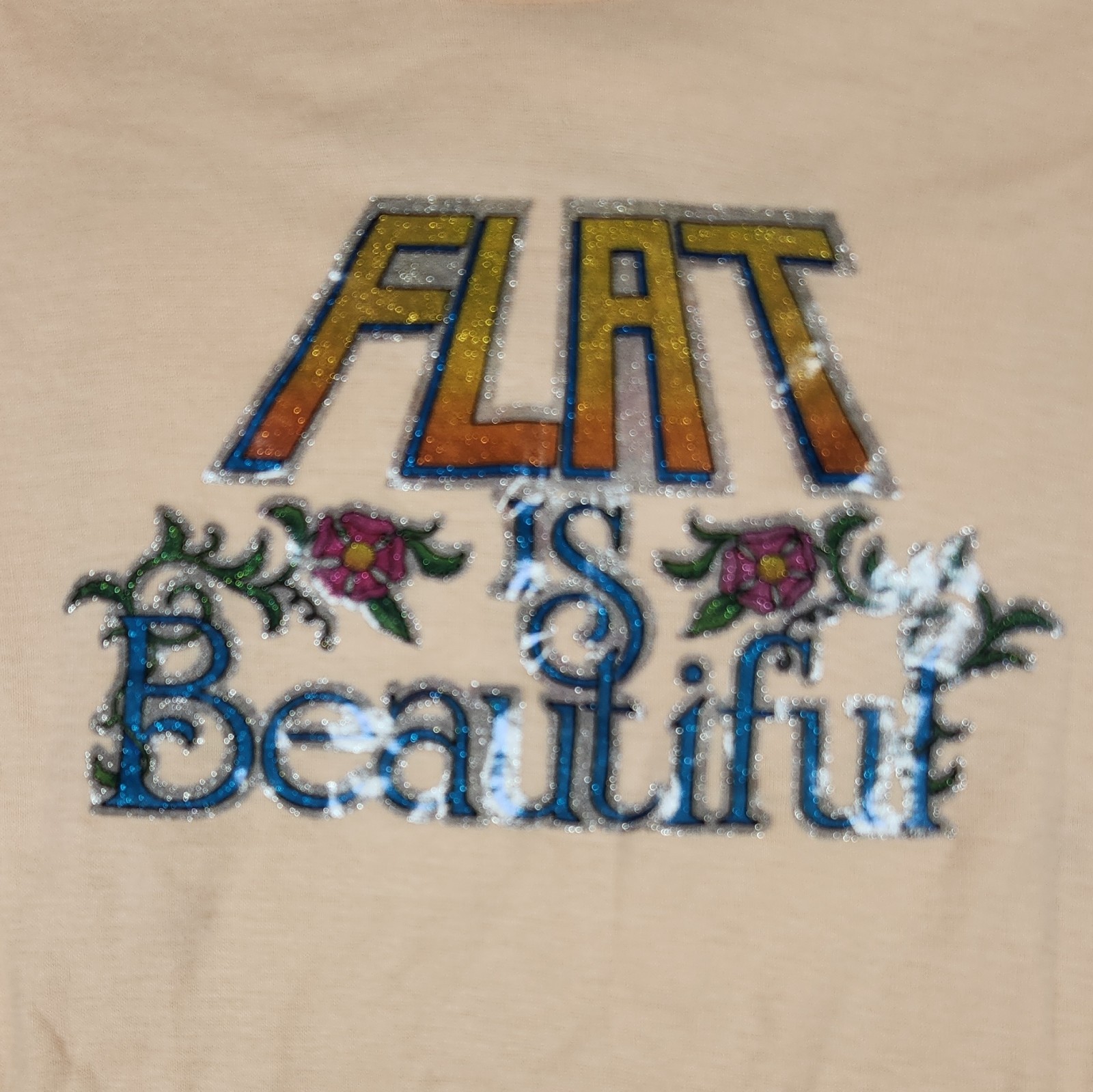 VTG 70s Flat Is Beautiful Sex Symbol Iron On Graphic T Shirt Women S Baby Tee