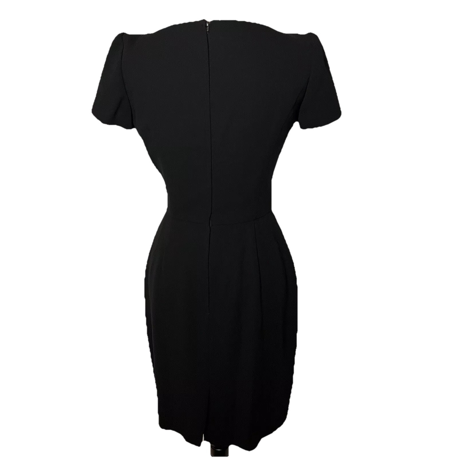Vintage Francais Huey Waltzer Black Sheath Dress 4 Rhinestone Cocktail Elegant