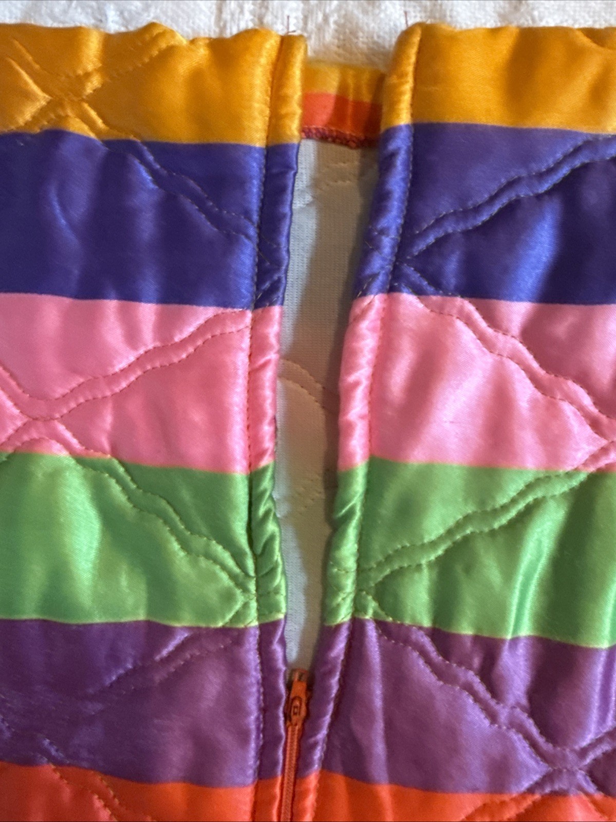 Vintage Rhapsody By Glazier Quilted Striped Maxi Skirt S/M Size 12 Rainbow