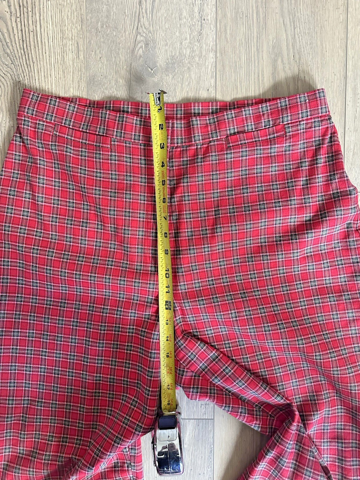 Vintage 90s Susan Bristol Sz 16 Red Plaid Cotton Classic Preppy Tartan Pants