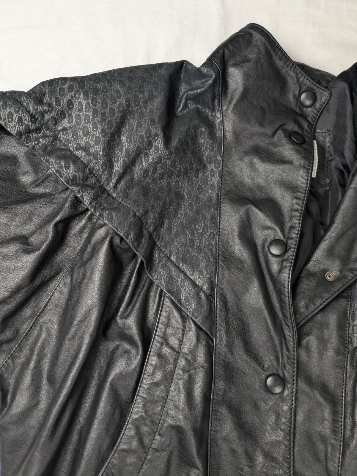 Womens Leather Leopard Print Black 80’s Jacket Size Med Bomber Biker Rocker