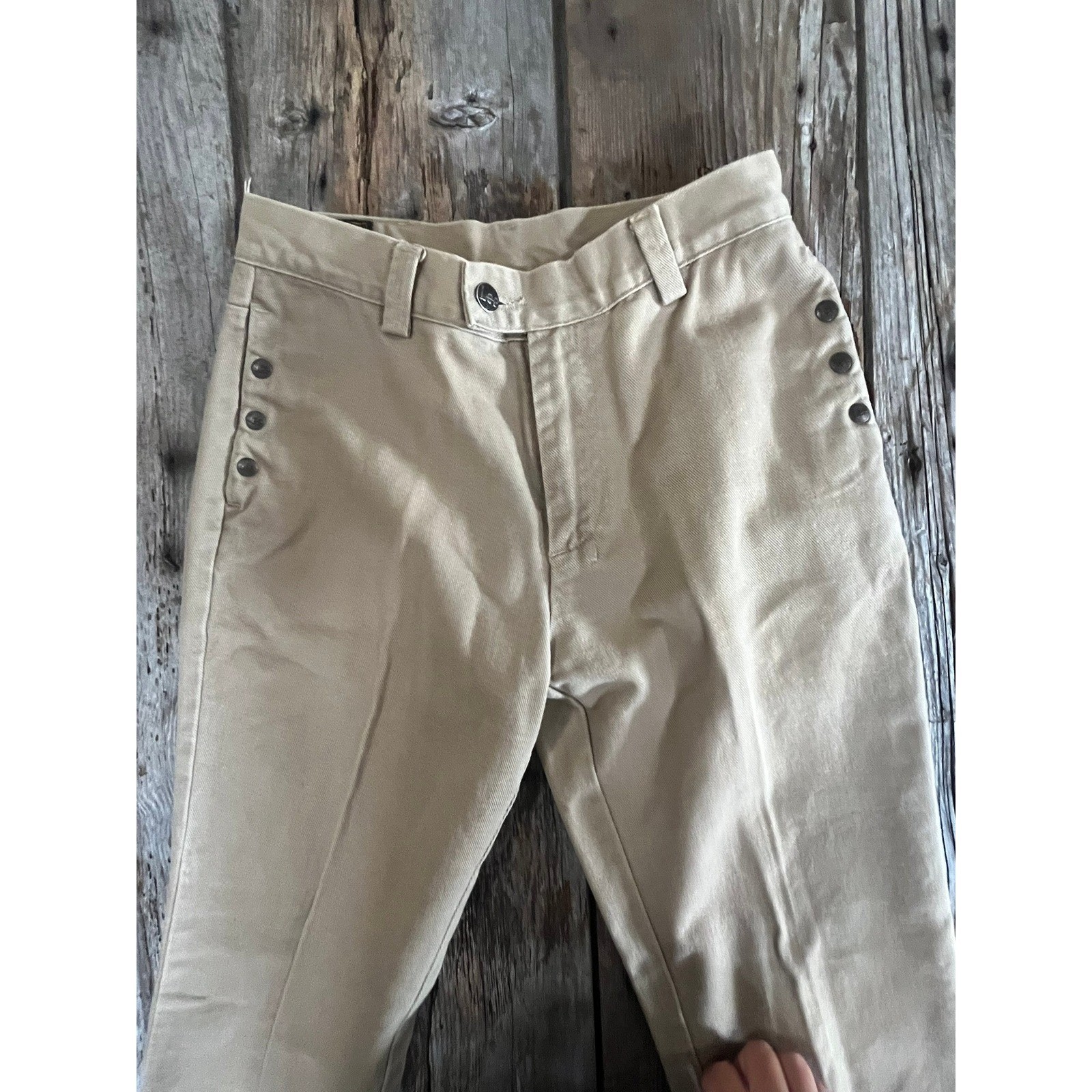 Vintage Lee Females Khaki Tan Flare Sailor Pants High Waist Cotton Size 28