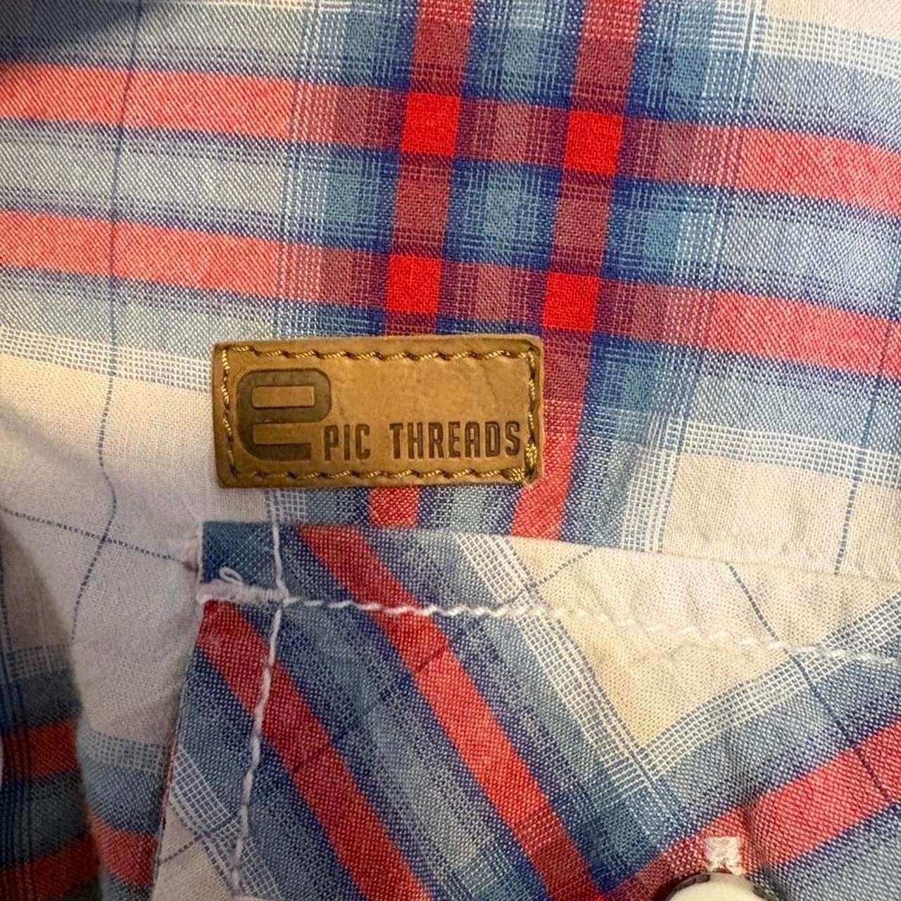 Women Top Epic Threads Button Down Red and Blue Size Large