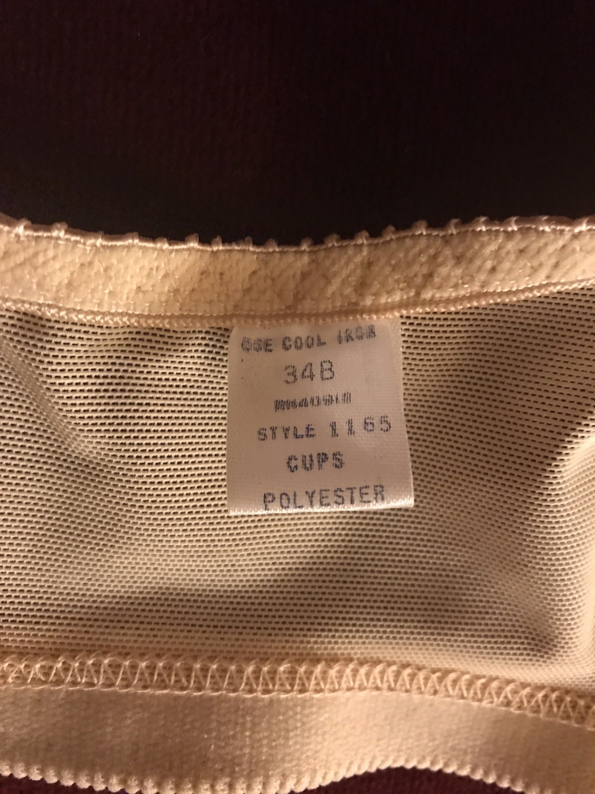 Vintage Bra Smooth Nylon Beige Nude Polyester Adjustable Lycra 1970s NEW 34B