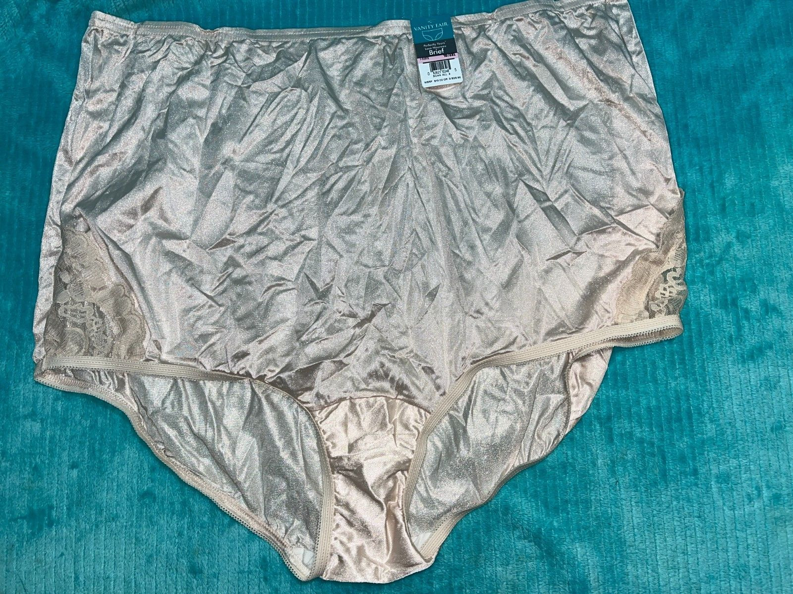 NEW Vanity Fair Nylon Silky Sz 10 3X Briefs Underwear Granny Panties Lace Side