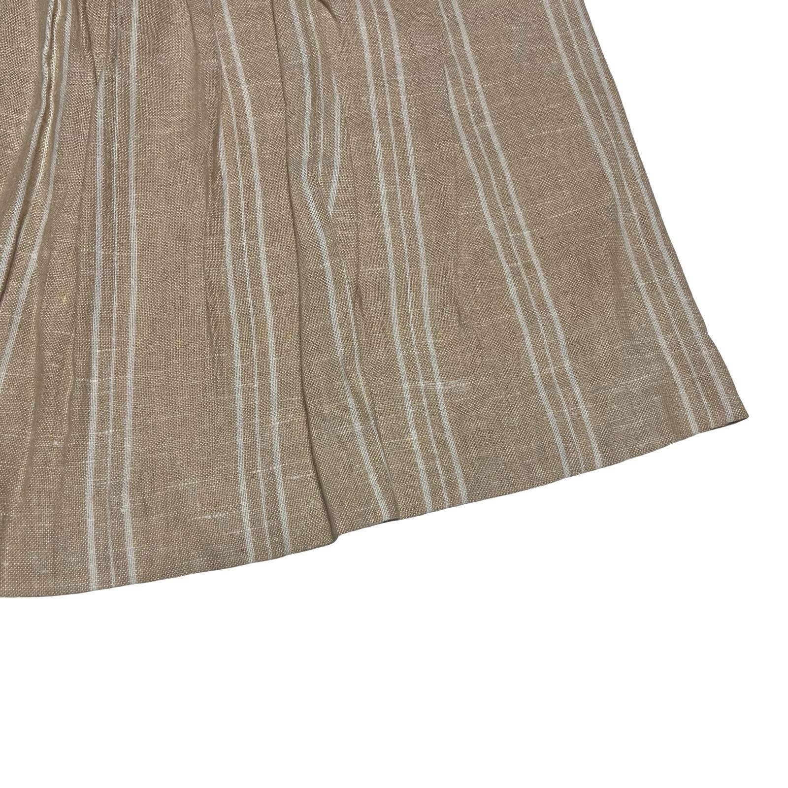 Vintage 70s Counterparts Tan & White Striped Linen Blend Tuck Pleat Skirt Sz S