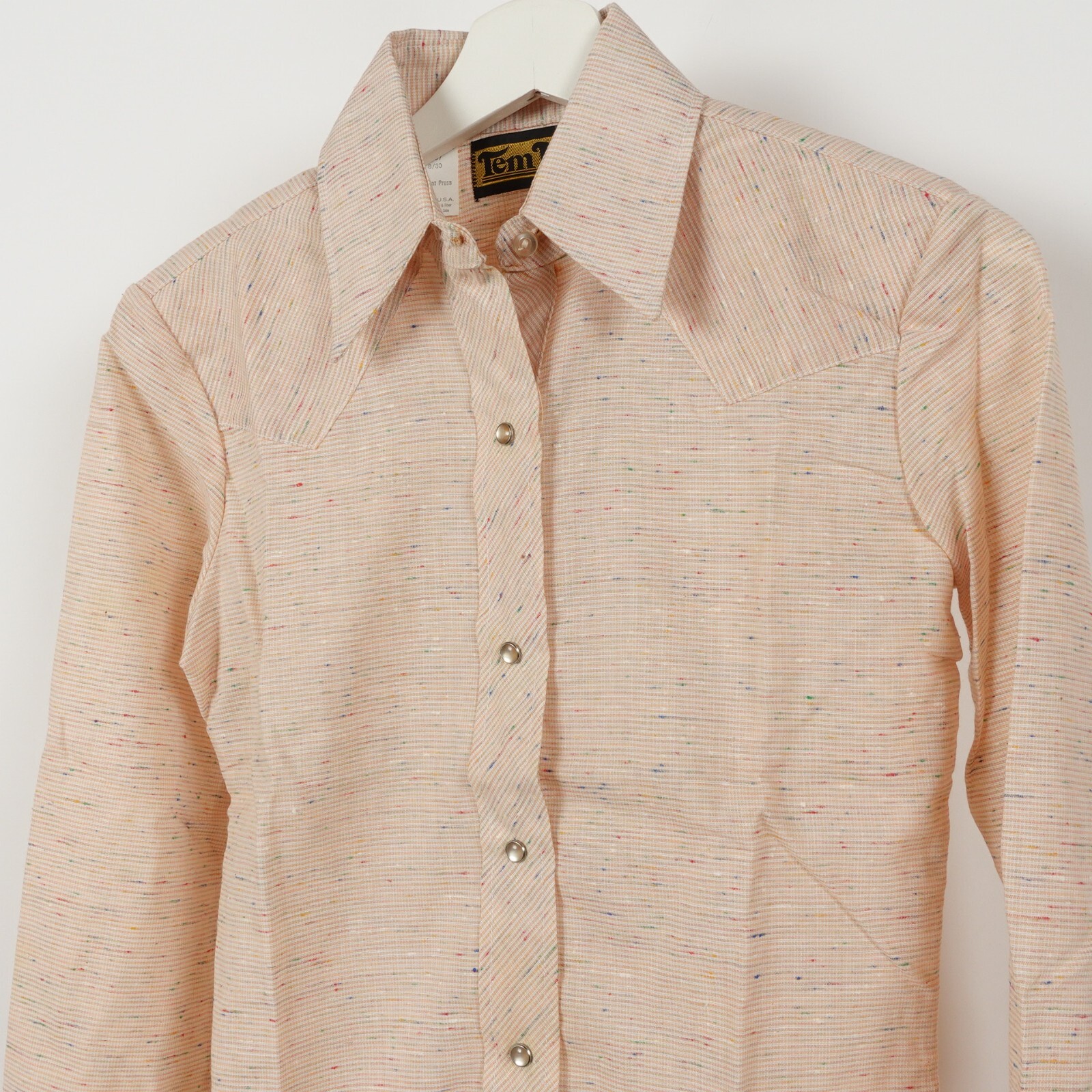 Vintage Tem Tex Cowgirl Western Shirt Size Medium Womens Pearl Snap Made in USA
