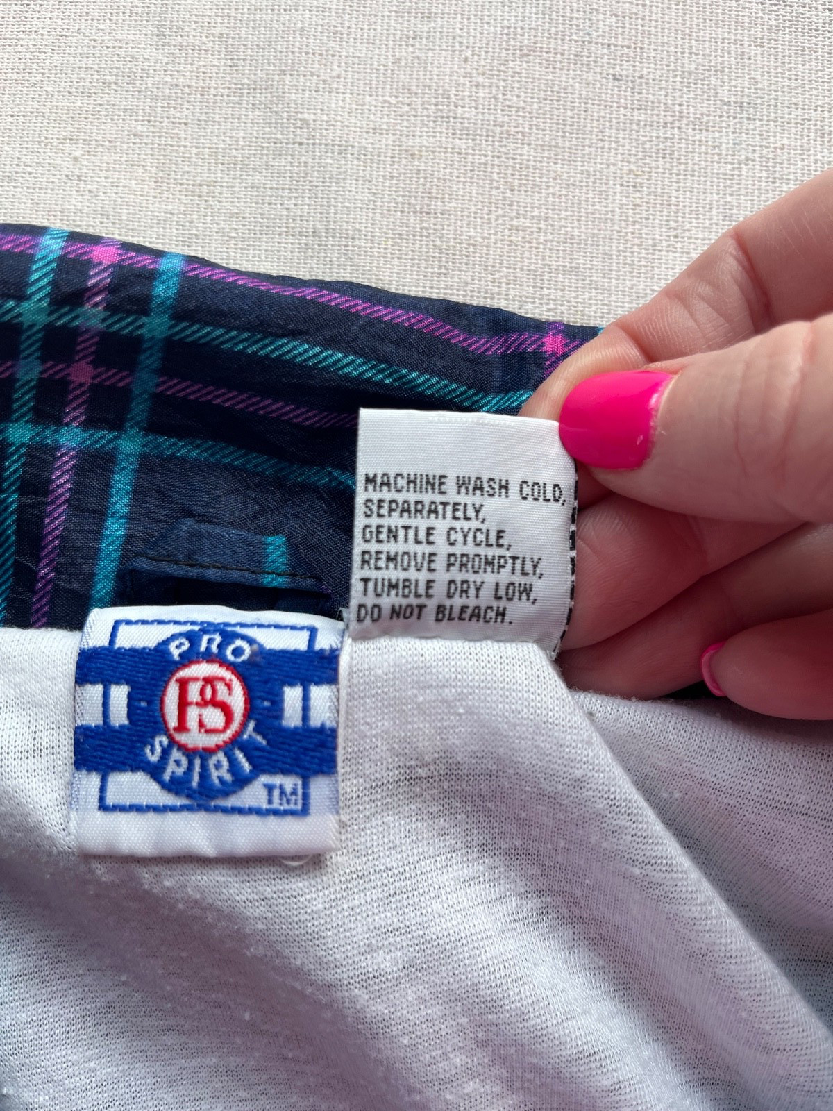 Vintage Pro Spirit Windbreaker Jacket Plaid sz M Navy 90’s Tracksuit Retro Nylon
