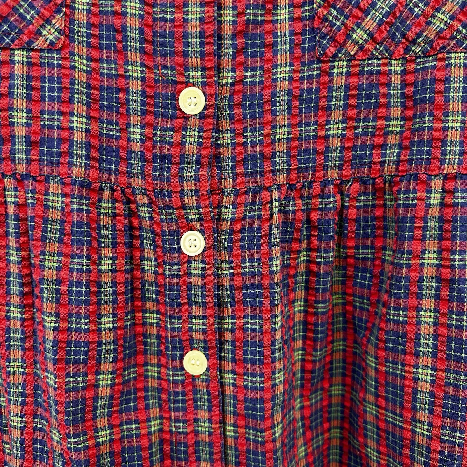 VTG CST Sport Babydoll Dress Plaid Cottagecore Grunge Side Pockets Plus 2X READ