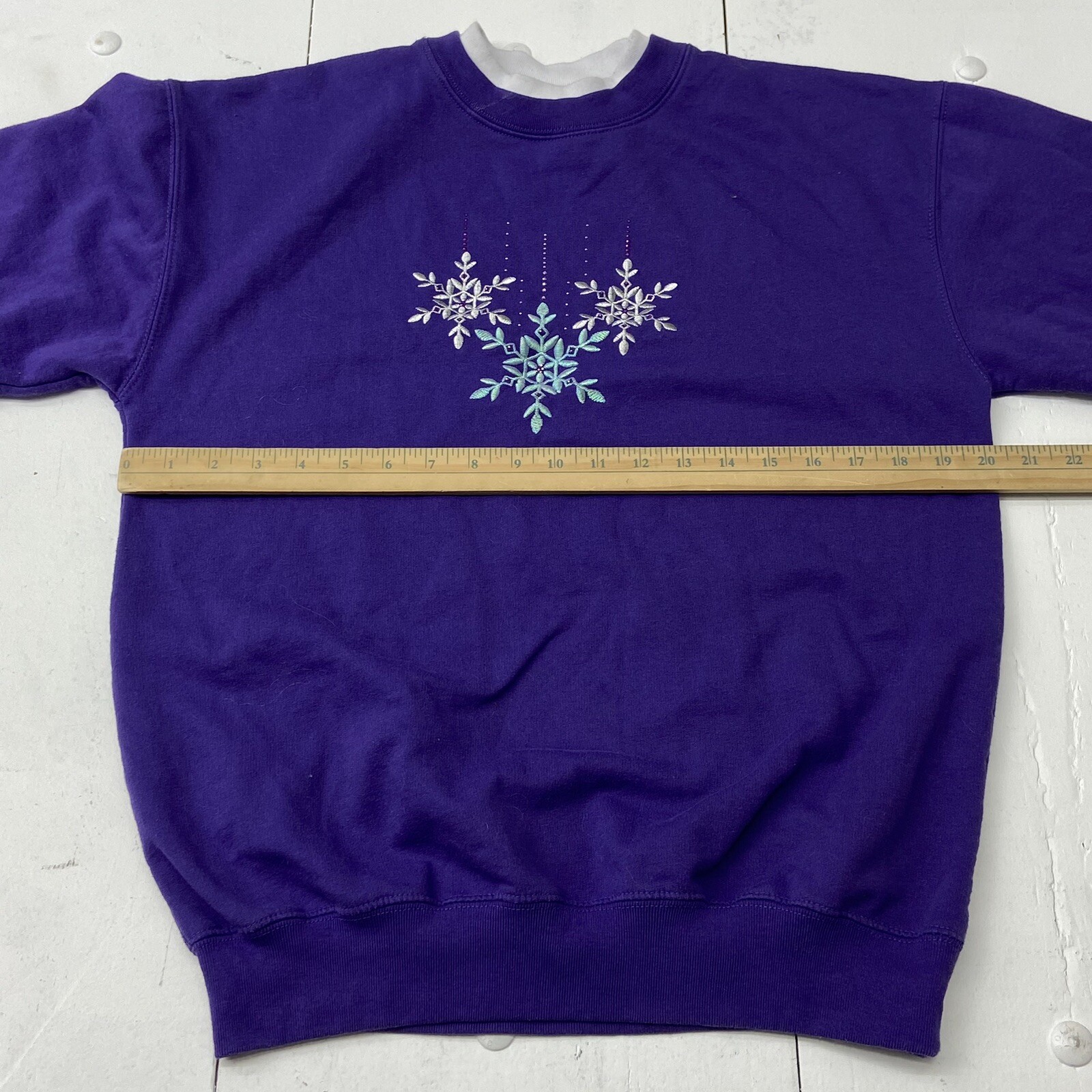 Vintage M&C Sportswear Purple Christmas Holiday Sweater Snowflakes Women Size M