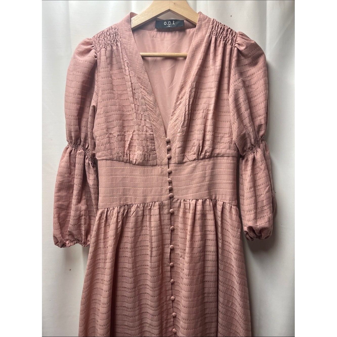 O.P.T Dusty Rose Pink Corset Cottage Renaissance Button Maxi Renfaire Dress- XS