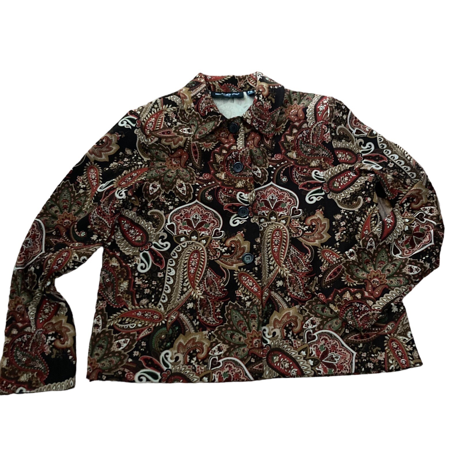 Vintage BRIGGS New York Cropped Button Up Jacket Sz PM Shoulder Pads Grannycore